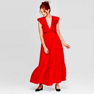 Vibrant red maxi dress sz XL